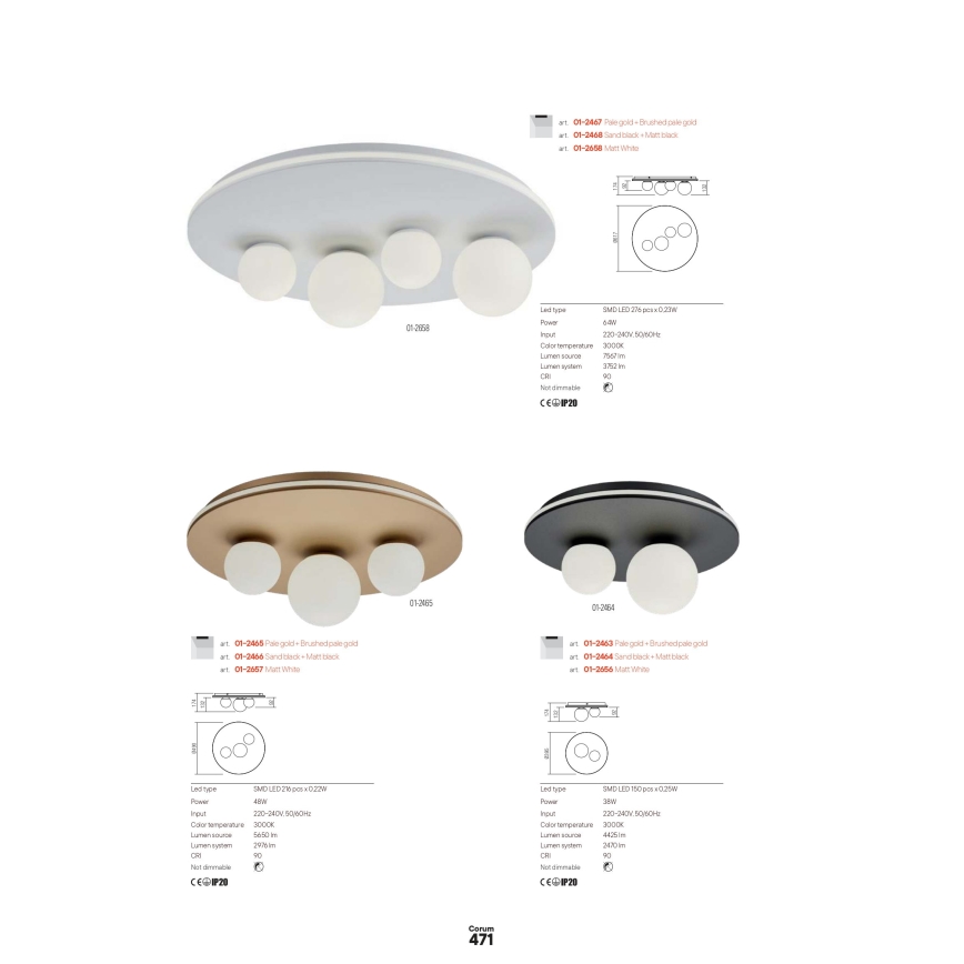 Redo 01-2657 - LED stropné svietidlo CORUM LED/48W/230V 3000K CRI 90 biela