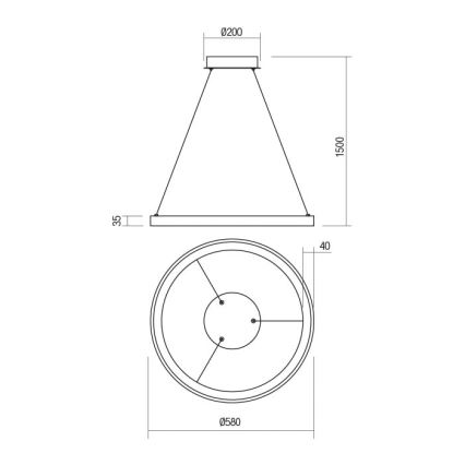 Redo 01-2673 - LED Stmievateľný luster na lanku ICONIC LED/50W/230V pr. 58 cm zlatá