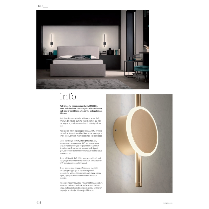 Redo 01-2699 - LED Nástenné svietidlo DIAZ LED/18W/230V CRI 90 biela