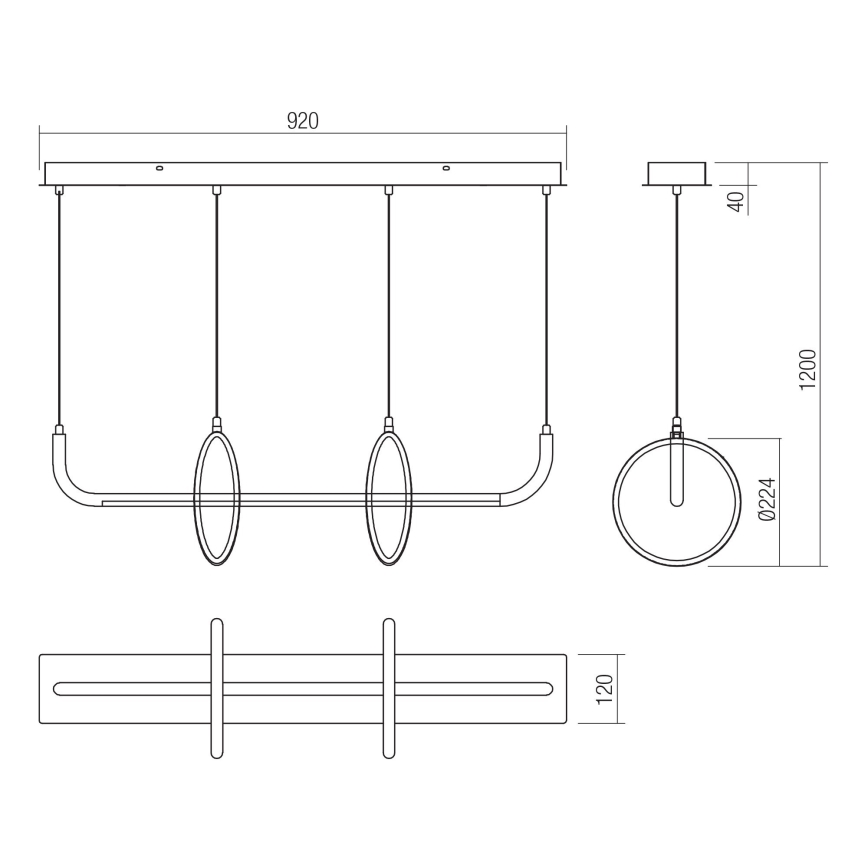 Redo 01-2705 - LED luster na lanku OLIMP LED/40W/230V 3000/4000/6500K čierna