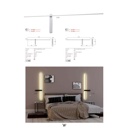 Redo 01-2746 - LED nástenné svietidlo TANGENT LED/13W/230V 3000K 63,4 cm CRI 90 biele