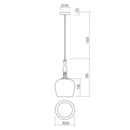 Redo 01-2752 - Luster na lanku TOLL 1xE27/42W/230V čierna