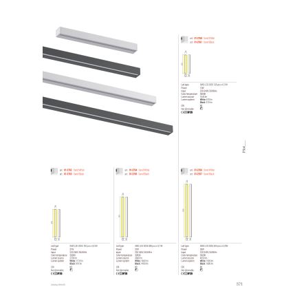Redo 01-2765 - LED nástenné svietidlo PLOT LED/31W/230V 90 cm čierne