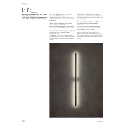 Redo 01-2771 - LED Nástenné svietidlo WAPI LED/30W/230V 119 cm čierna