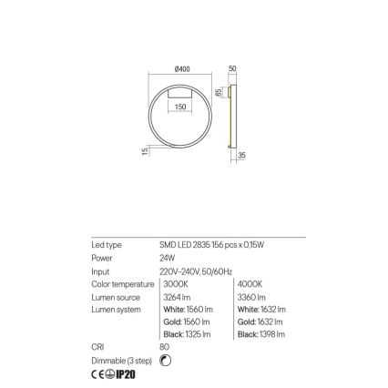 Redo 01-2817 - LED Stmievateľné nástenné svietidlo FEBE LED/24W/230V zlatá