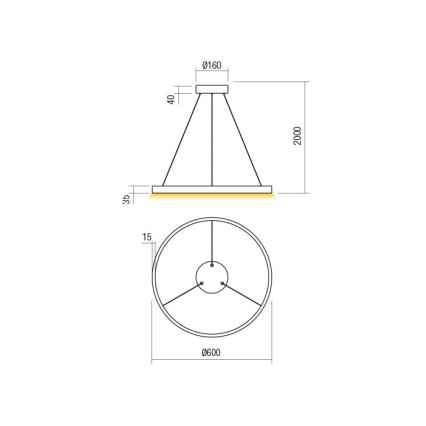 Redo 01-2865 - LED Stmievateľný luster na lanku FEBE LED/37W/230V zlatá