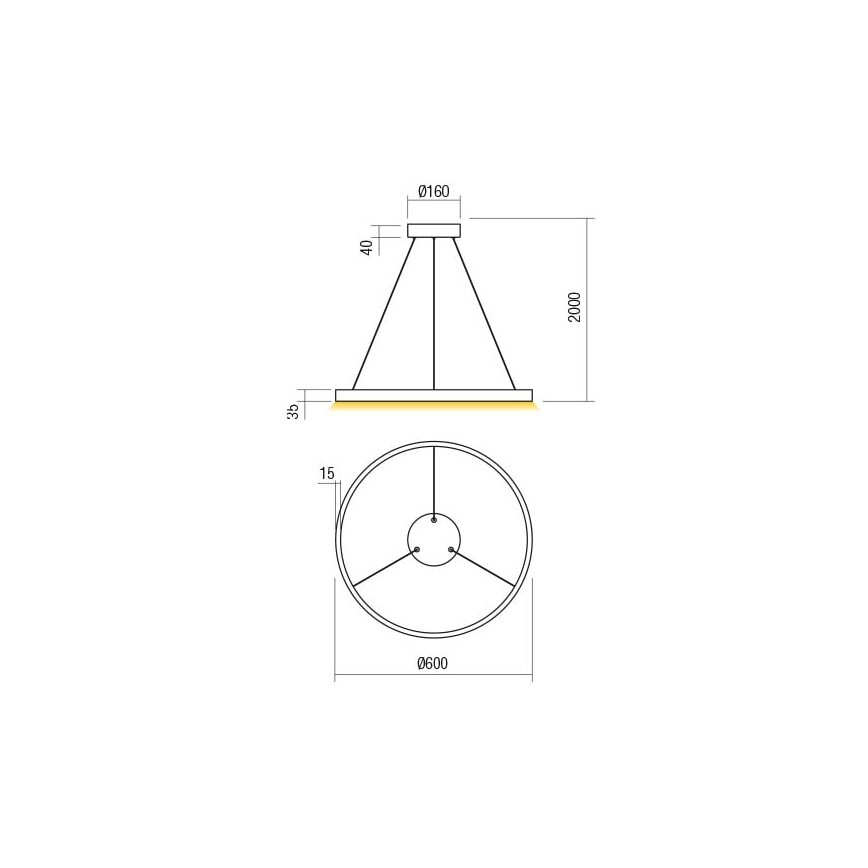 Redo 01-2867 - LED Stmievateľný luster na lanku FEBE LED/37W/230V čierna