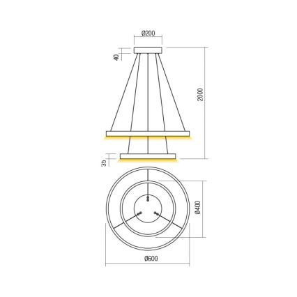 Redo 01-2889 - LED Stmievateľný luster na lanku FEBE LED/62W/230V zlatá