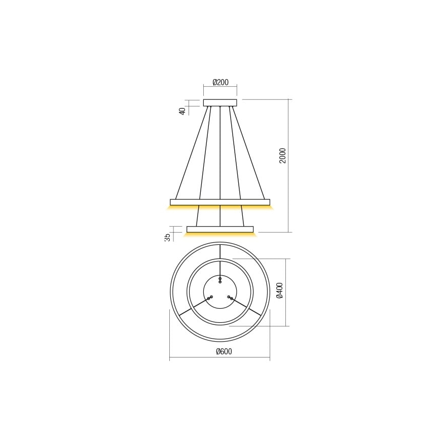 Redo 01-2891 - LED Stmievateľný luster na lanku FEBE LED/62W/230V čierna