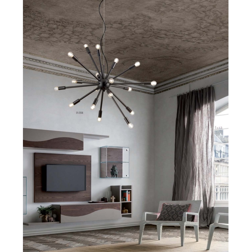 Redo 01-2936 - Luster na lanku STELLAR 18xE14/25W/230V čierna