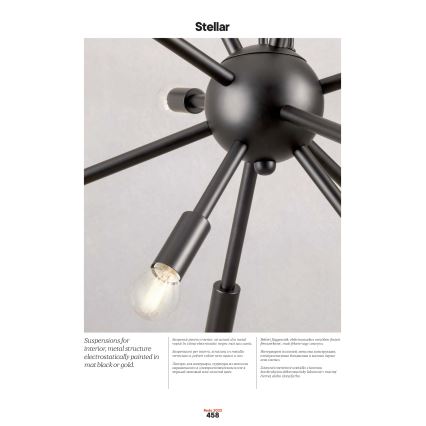 Redo 01-2936 - Luster na lanku STELLAR 18xE14/25W/230V čierna