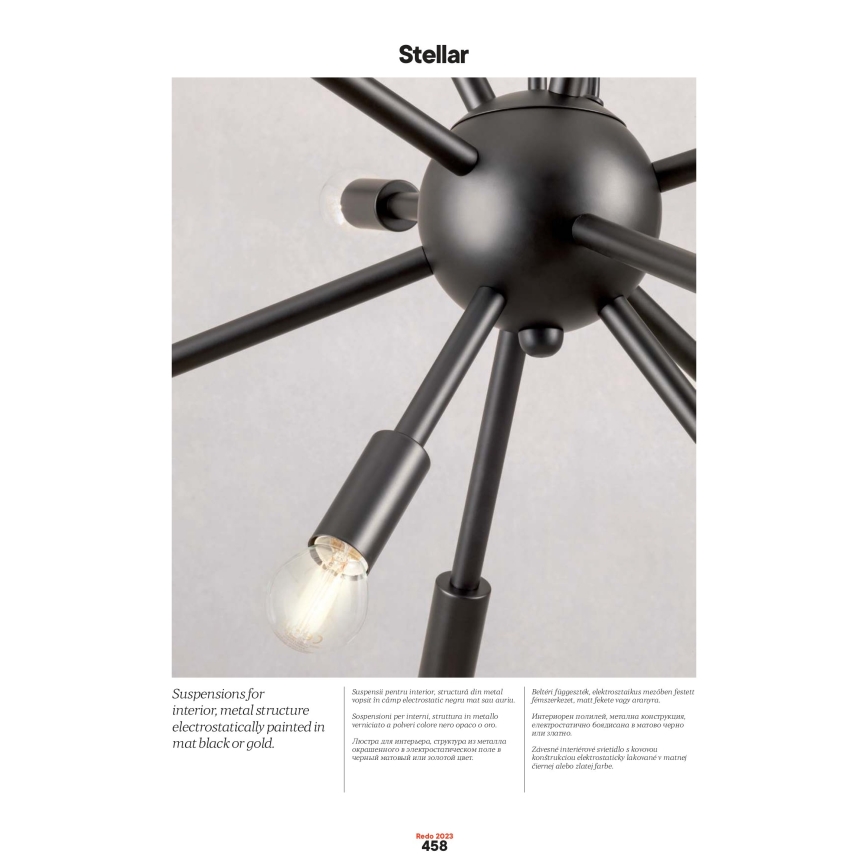 Redo 01-2936 - Luster na lanku STELLAR 18xE14/25W/230V čierna