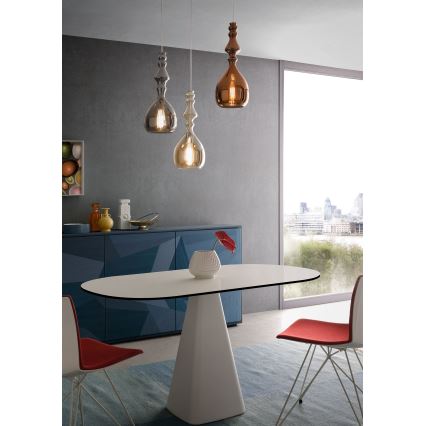 Redo 01-2939 - Luster na lanku AMBIX 1xE27/42W/230V, priemer 18 cm, hnedý