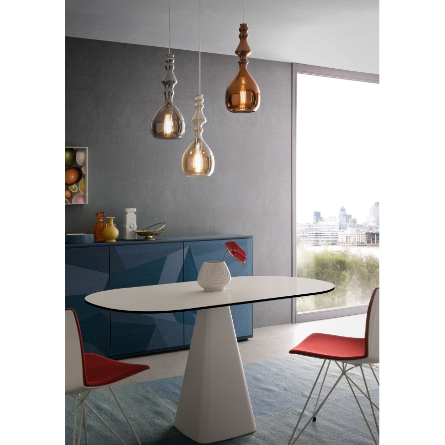 Redo 01-2939 - Luster na lanku AMBIX 1xE27/42W/230V, priemer 18 cm, hnedý