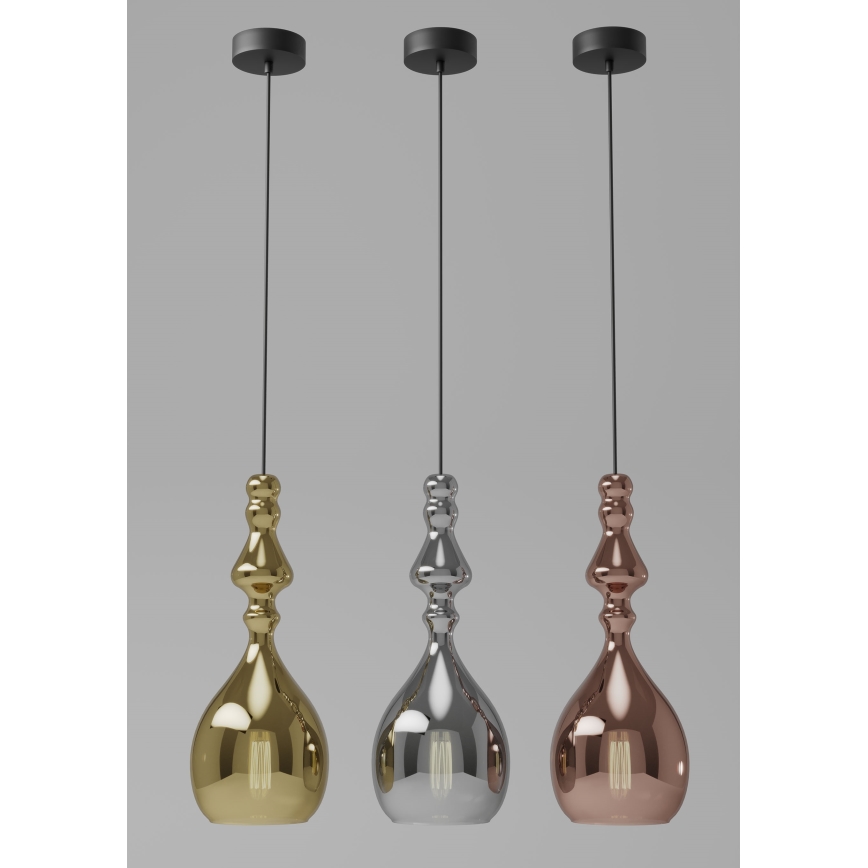Redo 01-2939 - Luster na lanku AMBIX 1xE27/42W/230V, priemer 18 cm, hnedý