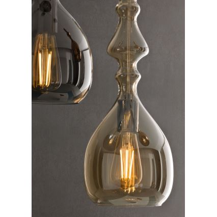Redo 01-2939 - Luster na lanku AMBIX 1xE27/42W/230V, priemer 18 cm, hnedý