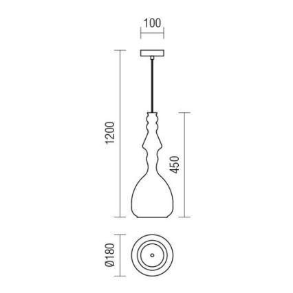 Redo 01-2939 - Luster na lanku AMBIX 1xE27/42W/230V, priemer 18 cm, hnedý