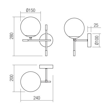 Redo 01-2945 - Nástenné svietidlo ESSENTIAL 1xE14/28W/230V ľavá