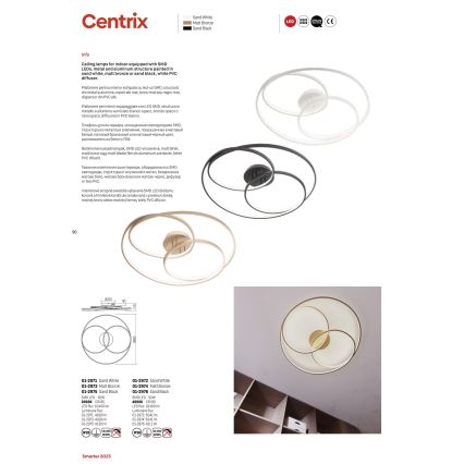 Redo 01-2975 - LED Stropné svietidlo CENTRIX LED/92W/230V čierna