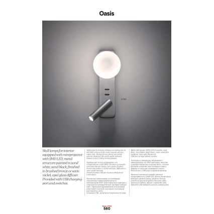 Redo 01-2992 - LED nástenné svietidlo OASIS LED/3W/230V + 1xG9/10W USB CRI 90 bronzové