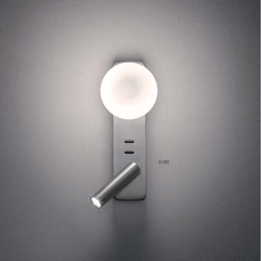 Redo 01-2993 - LED nástenné svietidlo OASIS LED/3W/230V + 1xG9/10W USB CRI 90 lesklý chróm