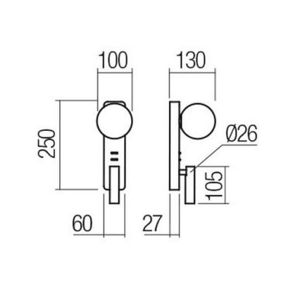 Redo 01-2993 - LED nástenné svietidlo OASIS LED/3W/230V + 1xG9/10W USB CRI 90 lesklý chróm