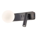 Redo 01-2994 - LED nástenné svietidlo OASIS LED/3W/230V + 1xG9/10W USB CRI 90 čierna