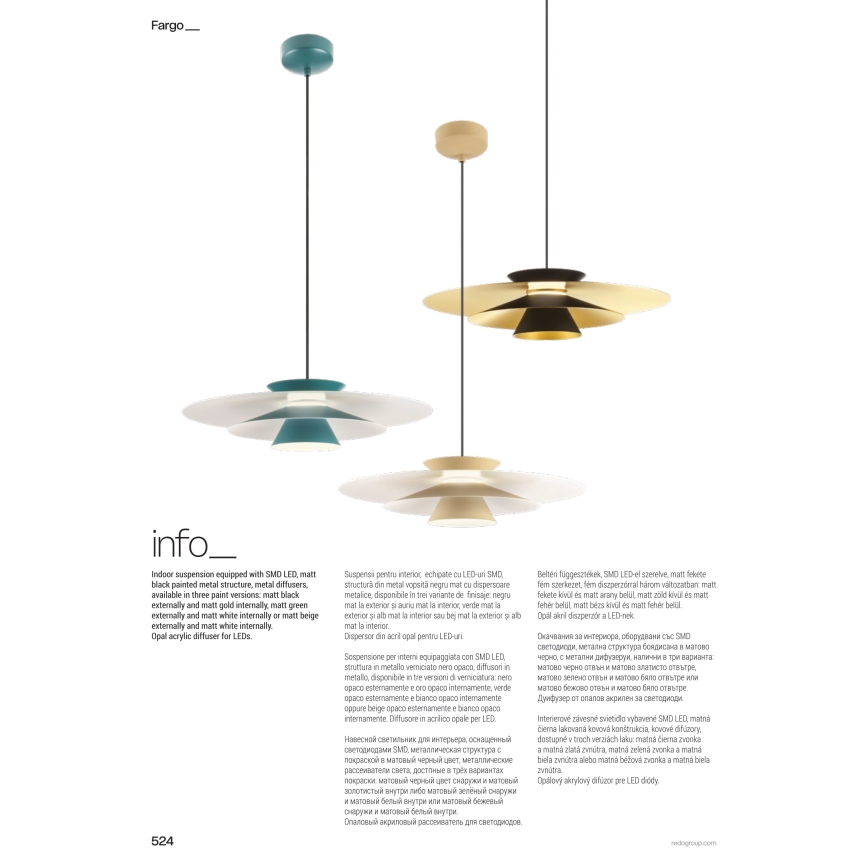 Redo 01-3003 - LED luster na lanku FARGO LED/16,5W/230V CRI 90 priemer 50 cm béžová/biela