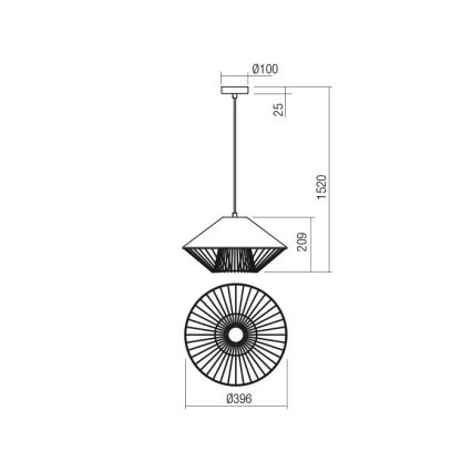 Redo 01-3004 - Závesný luster GRILL s lankom 1xE27/42W/230V pr. 39,6 cm čierna/biela