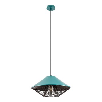 Redo 01-3006 - Závesný luster na lanku GRILL 1xE27/42W/230V priemer 39,6 cm čierna/tyrkysová