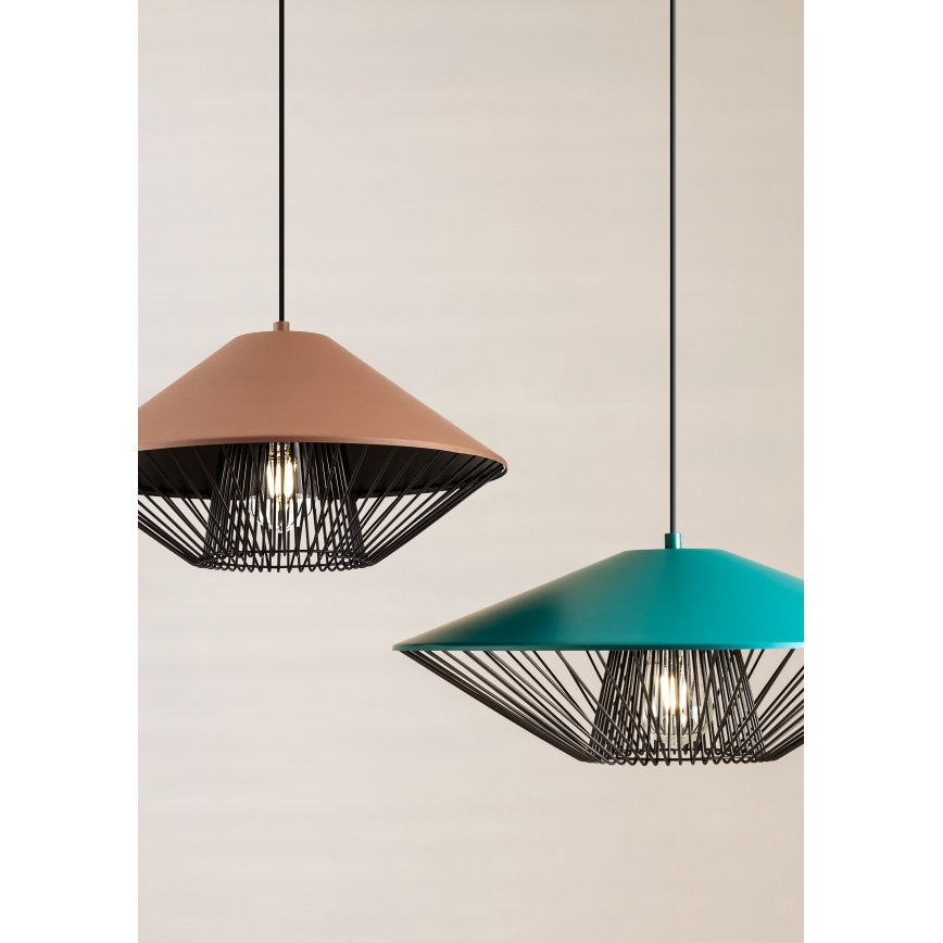 Redo 01-3010 - Závesný luster GRILL na lanku 1xE27/42W/230V Ø 49,5 cm čierna/tyrkysová