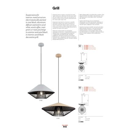 Redo 01-3010 - Závesný luster GRILL na lanku 1xE27/42W/230V Ø 49,5 cm čierna/tyrkysová