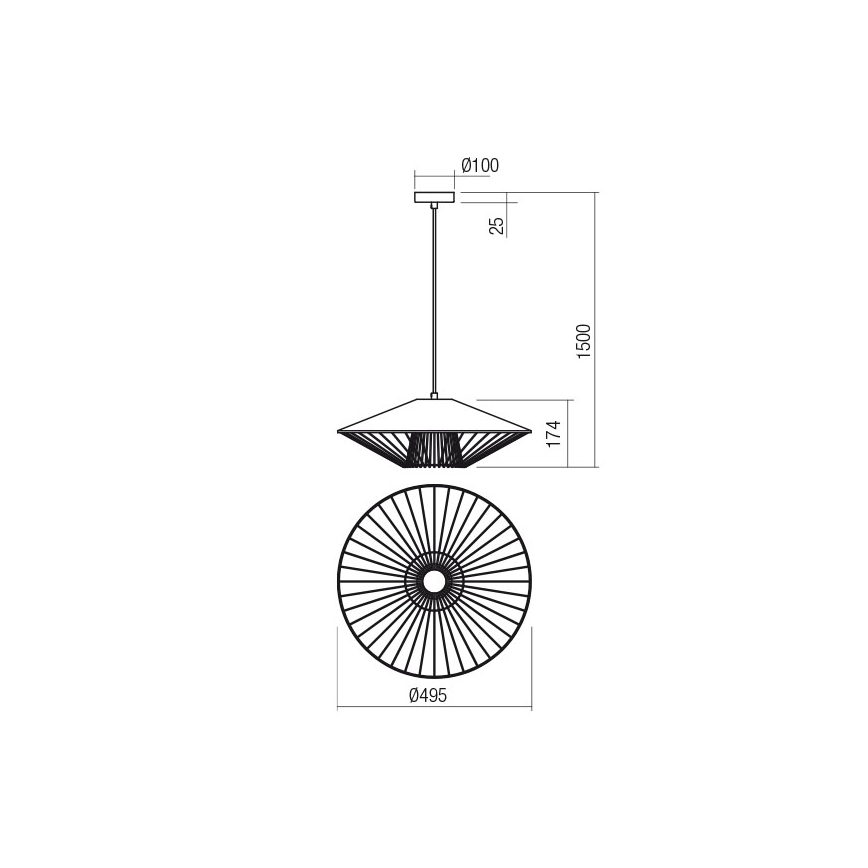 Redo 01-3010 - Závesný luster GRILL na lanku 1xE27/42W/230V Ø 49,5 cm čierna/tyrkysová