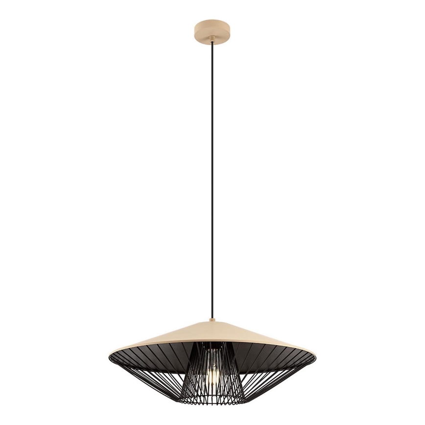 Redo 01-3011 - Závesný luster na lanku GRILL 1xE27/42W/230V pr. 49,5 cm čierna/béžová