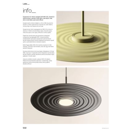 Redo 01-3044 - LED luster na lanku LAKE LED/13W/230V CRI 90 pr. 50 cm biely