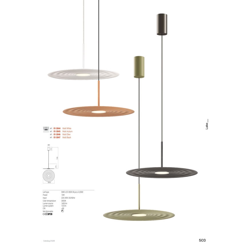 Redo 01-3046 - LED luster na lanku LAKE LED/13W/230V CRI 90 pr. 50 cm zelený