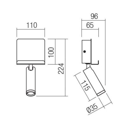 Redo 01-3084 - LED Nástenné bodové svietidlo PANEL LED/3,5W/230V USB čierna