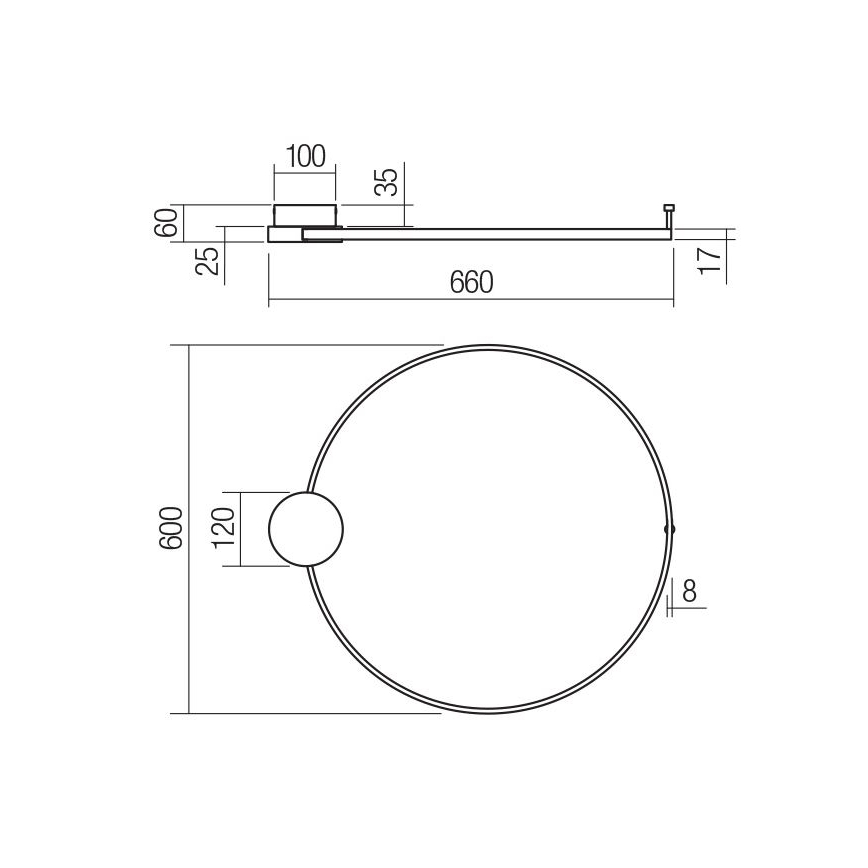 Redo 01-3103 - LED Nástenné svietidlo ATOM LED/20W/230V pr. 60 cm