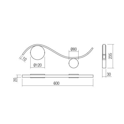 Redo 01-3110 - LED Nástenné svietidlo WAVE LED/9W/230V čierna