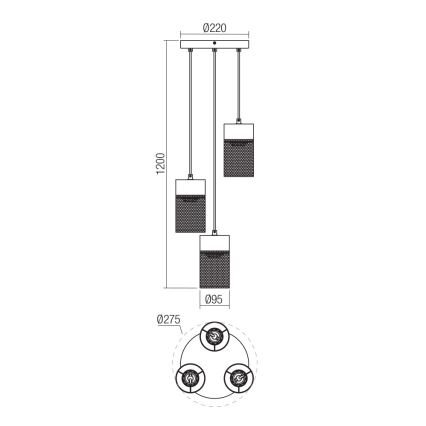 Redo 01-3142 - Luster na lanku STEM 3xE27/42W/230V