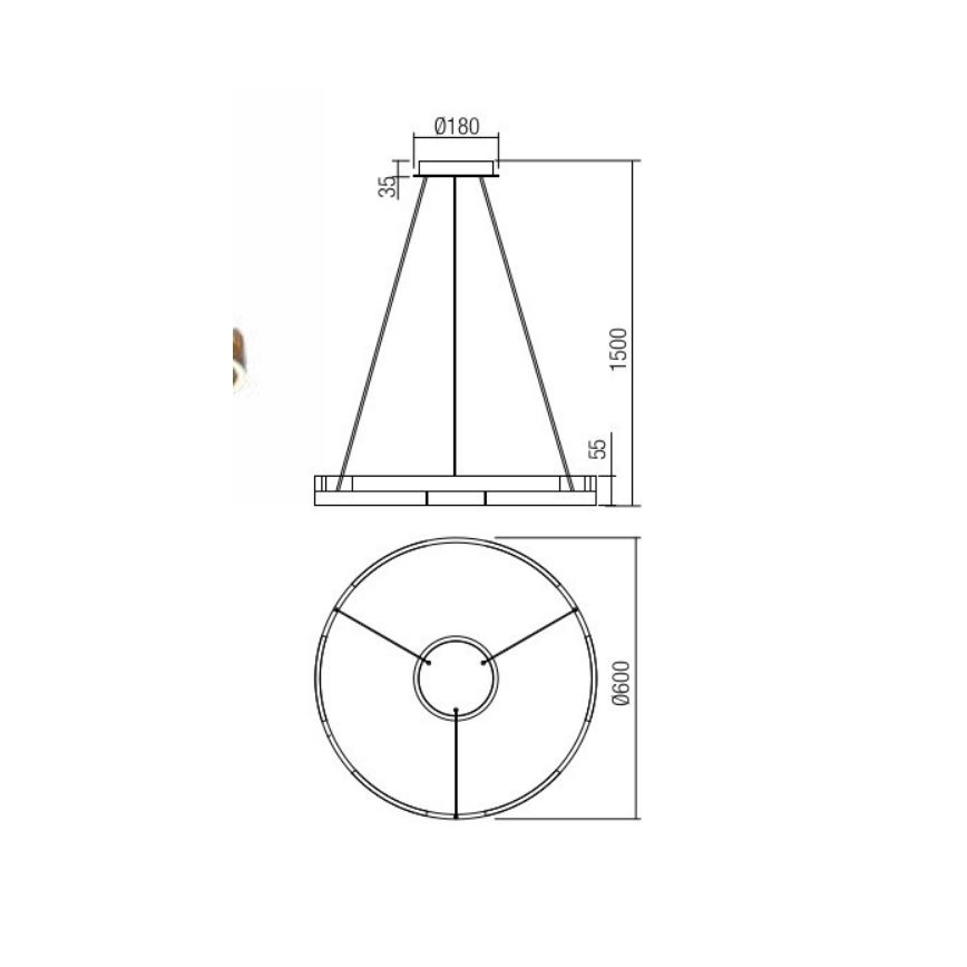 Redo 01-3172 - LED Stmievateľný luster na lanku CASTLE LED/36W/230V zlatá