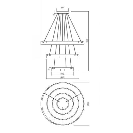 Redo 01-3181 - LED Stmievateľný luster na lanku CASTLE LED/80W/230V zlatá