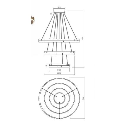 Redo 01-3182 - LED Stmievateľný luster na lanku CASTLE LED/80W/230V čierna