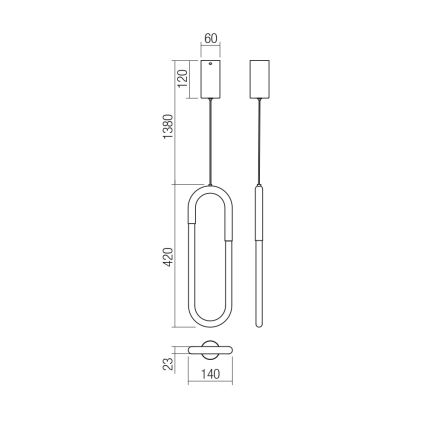 Redo 01-3184 - LED Stmievateľný luster na lanku LATIUM LED/9W/230V čierna