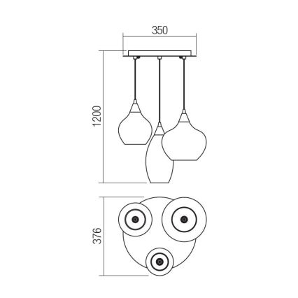 Redo 01-3192 - Luster na lanku TANNER 3xE14/28W/230V pr. 37,6 cm