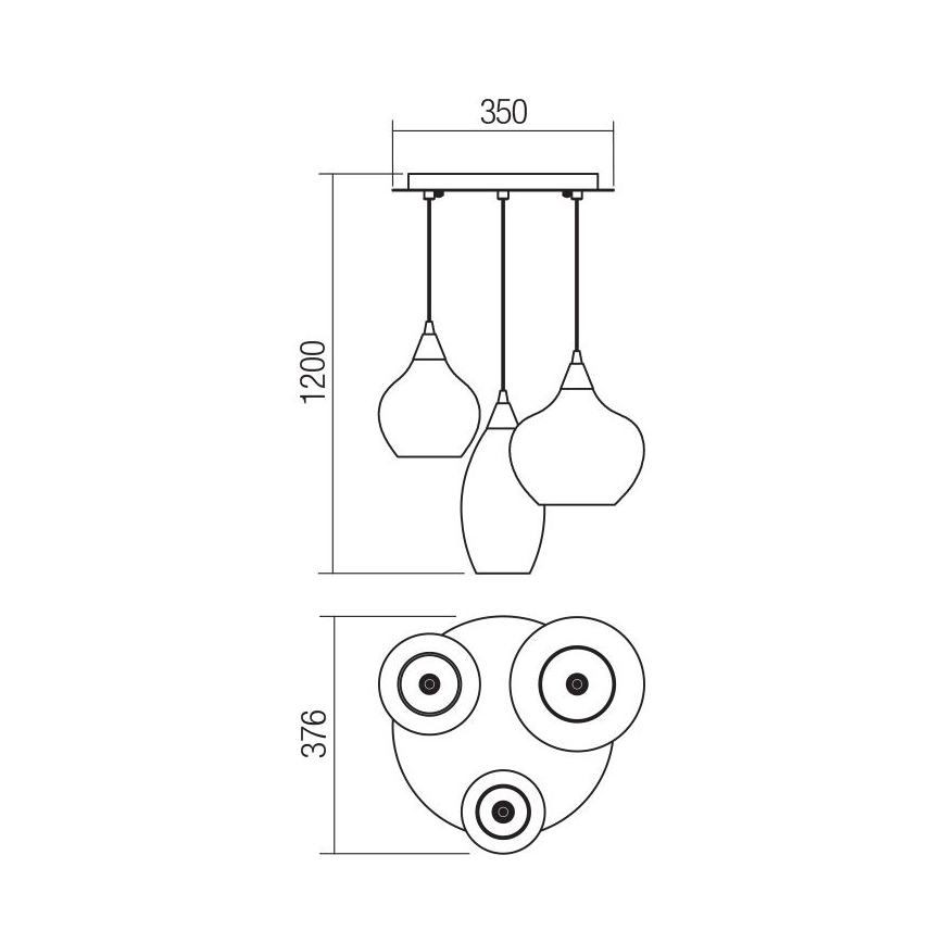 Redo 01-3192 - Luster na lanku TANNER 3xE14/28W/230V pr. 37,6 cm