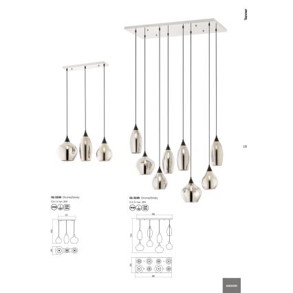 Redo 01-3193 - Luster na lanku TANNER 3xE14/28W/230V