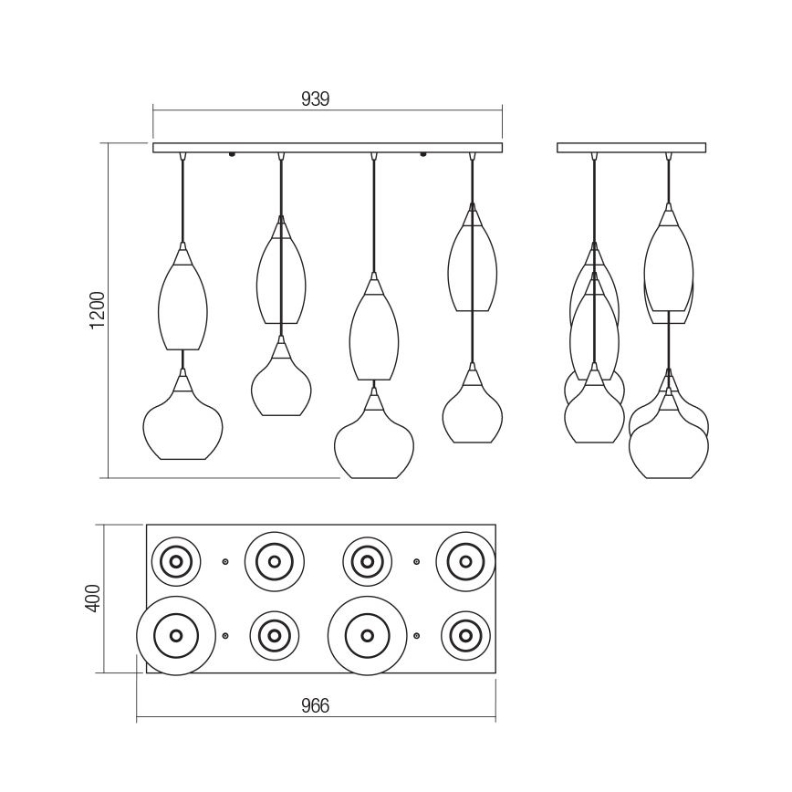 Redo 01-3195 - Luster na lanku TANNER 8xE14/28W/230V