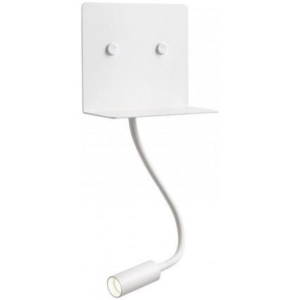 Redo 01-3210 - LED Nástenné svietidlo s flexibilnou lampičkou MOKA LED/6W + LED/3W/230V USB CRI90 biela
