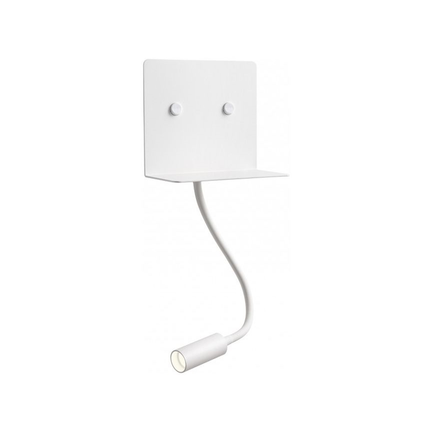 Redo 01-3210 - LED Nástenné svietidlo s flexibilnou lampičkou MOKA LED/6W + LED/3W/230V USB CRI90 biela